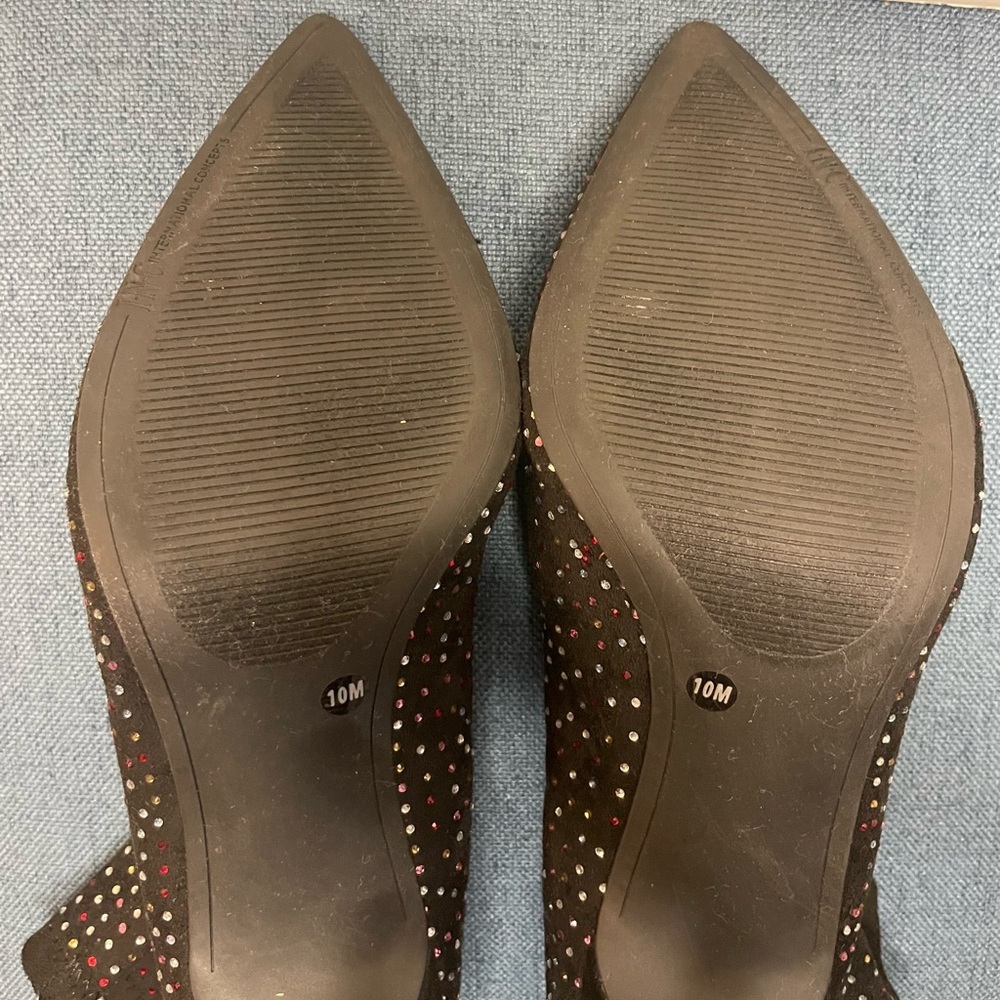 INC Black Rhinestone Padded Bray Pointed Toe Stiletto Booties size 10 - Picture 9 of 12